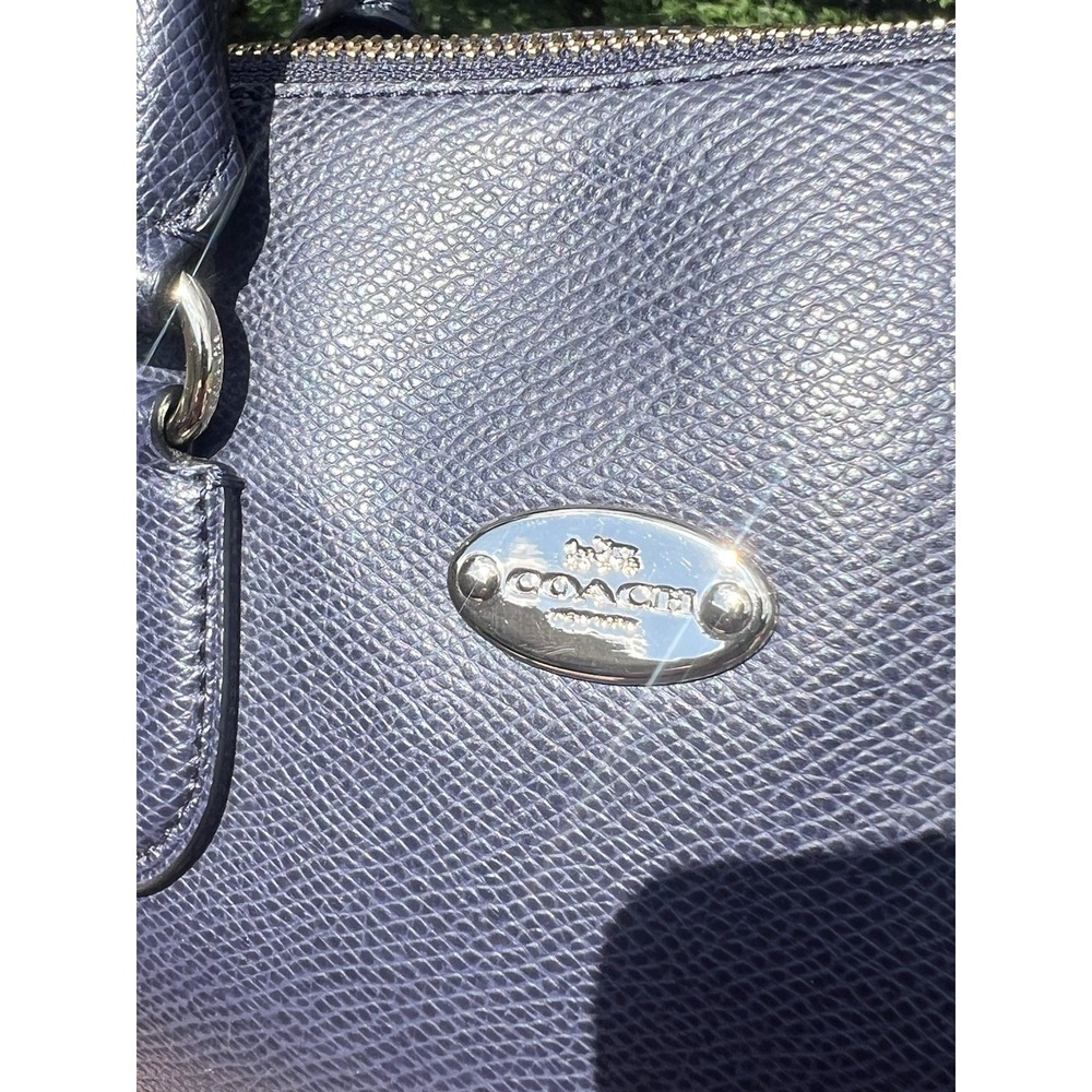 Coach Navy Blue Crossgrain Leather Mini Satchel Crossbody Purse Zip Top - Picture 3 of 16